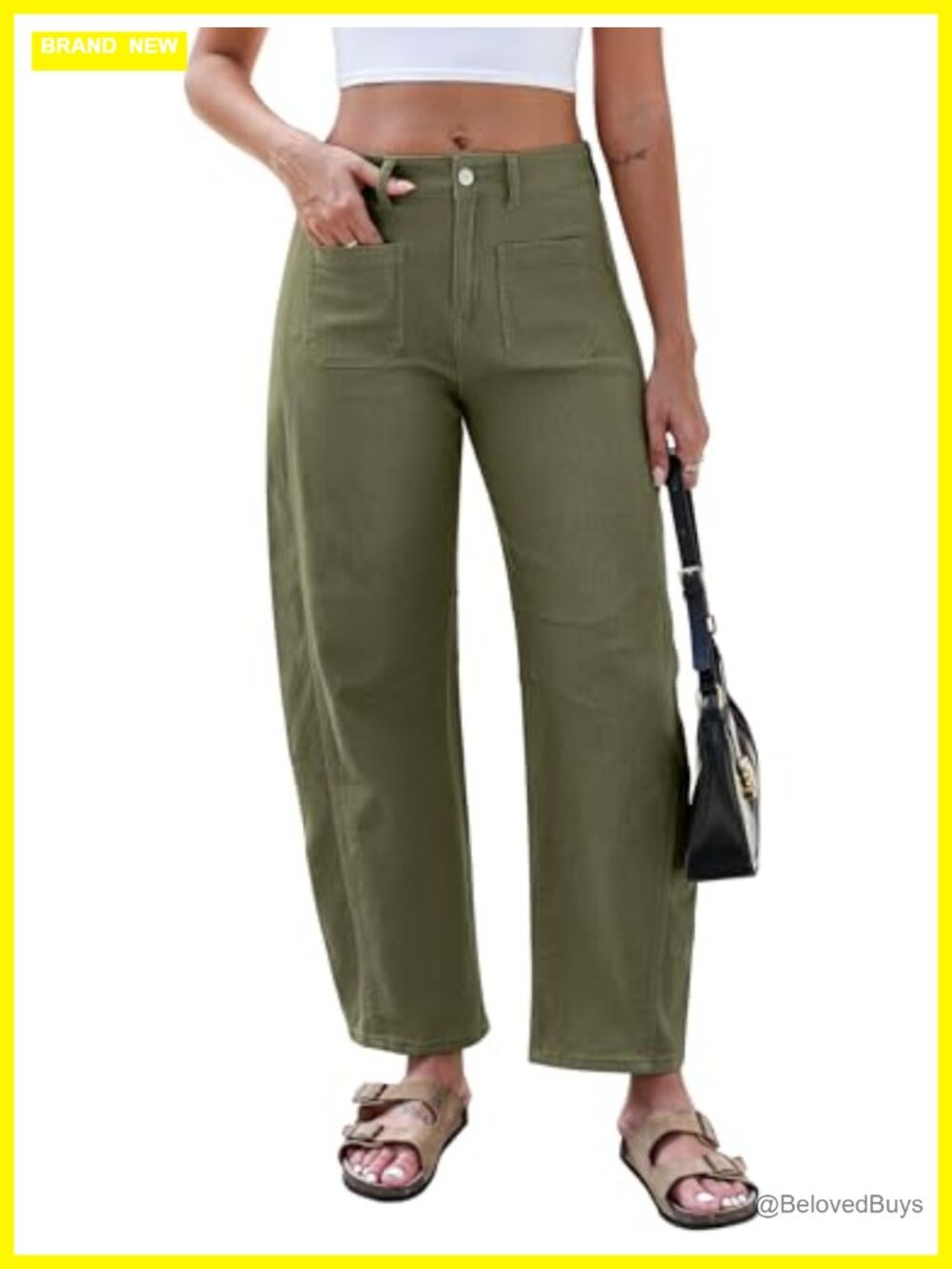 Wide Leg Barrel Pants High Waist Baggy Ankle Trousers with Pockets